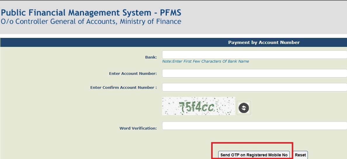 how to check the PFMS account